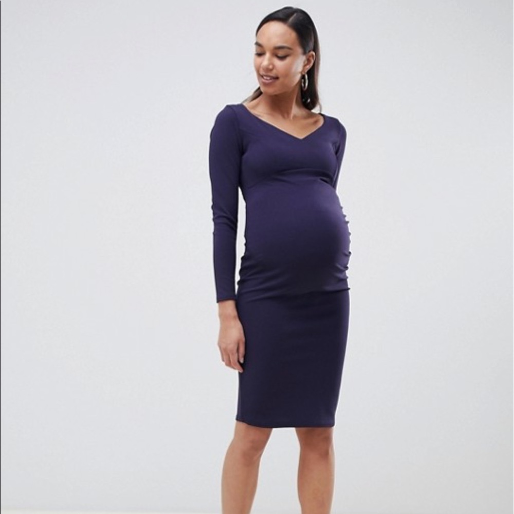 ASOS Queen Bee v neck pencil dress in Navy